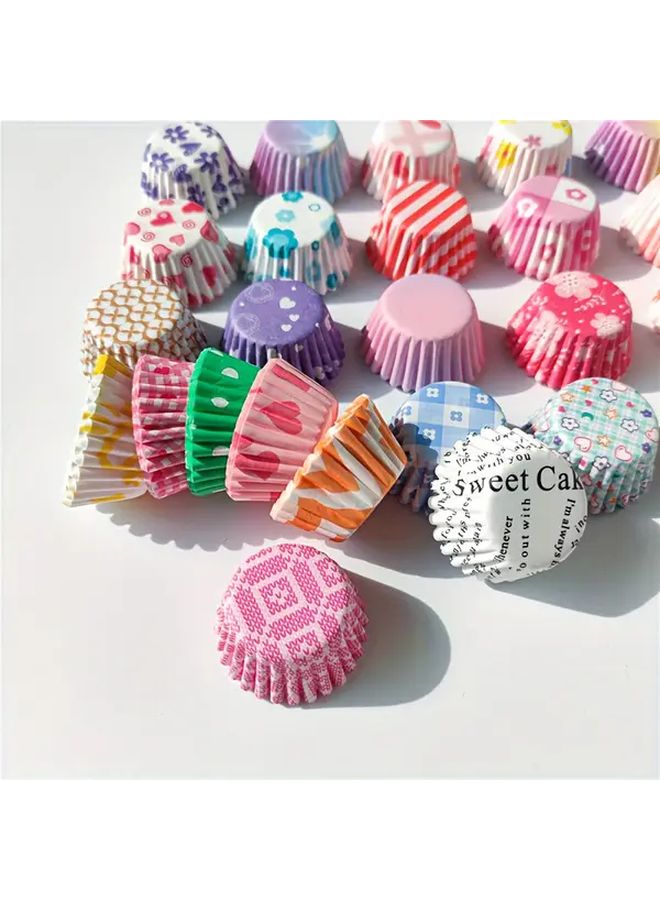 200pcs Mini 0 98inch Assorted Pattern Cupcake Liners Random Color Small Non Stick Baking Cups - Image 1